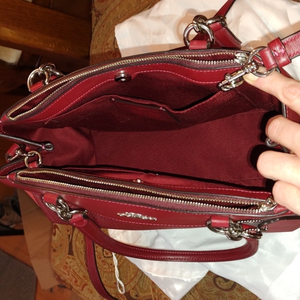 Coach Brooke Leather Suede Cherry crossbody satchel F31418. NWT - Picture 12 of 16